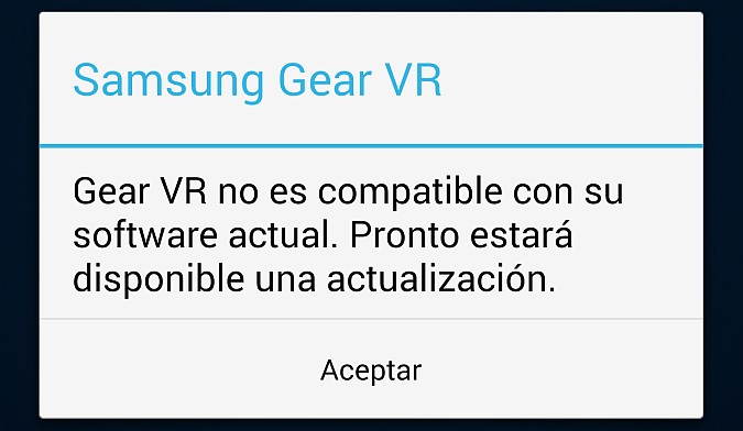 Error de instalación Gear VR