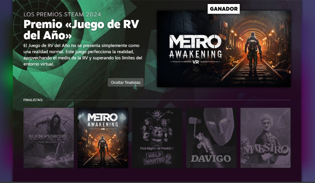 Steam Awards 2024: Metro Awakening es el Mejor Juego VR