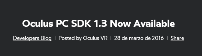 El SDK 1.3 de Oculus también está disponible para descarga